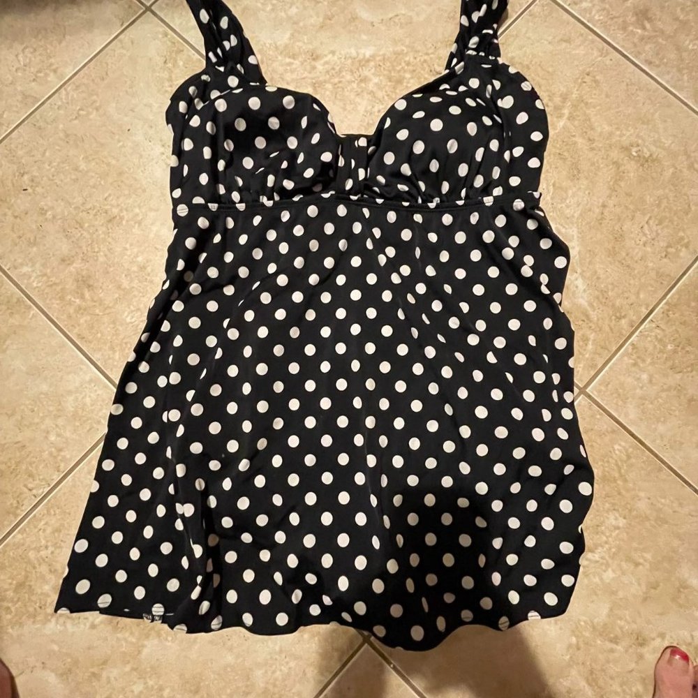 Croft & Barrow Polka Dot One Piece Swimsuit, Size 18W